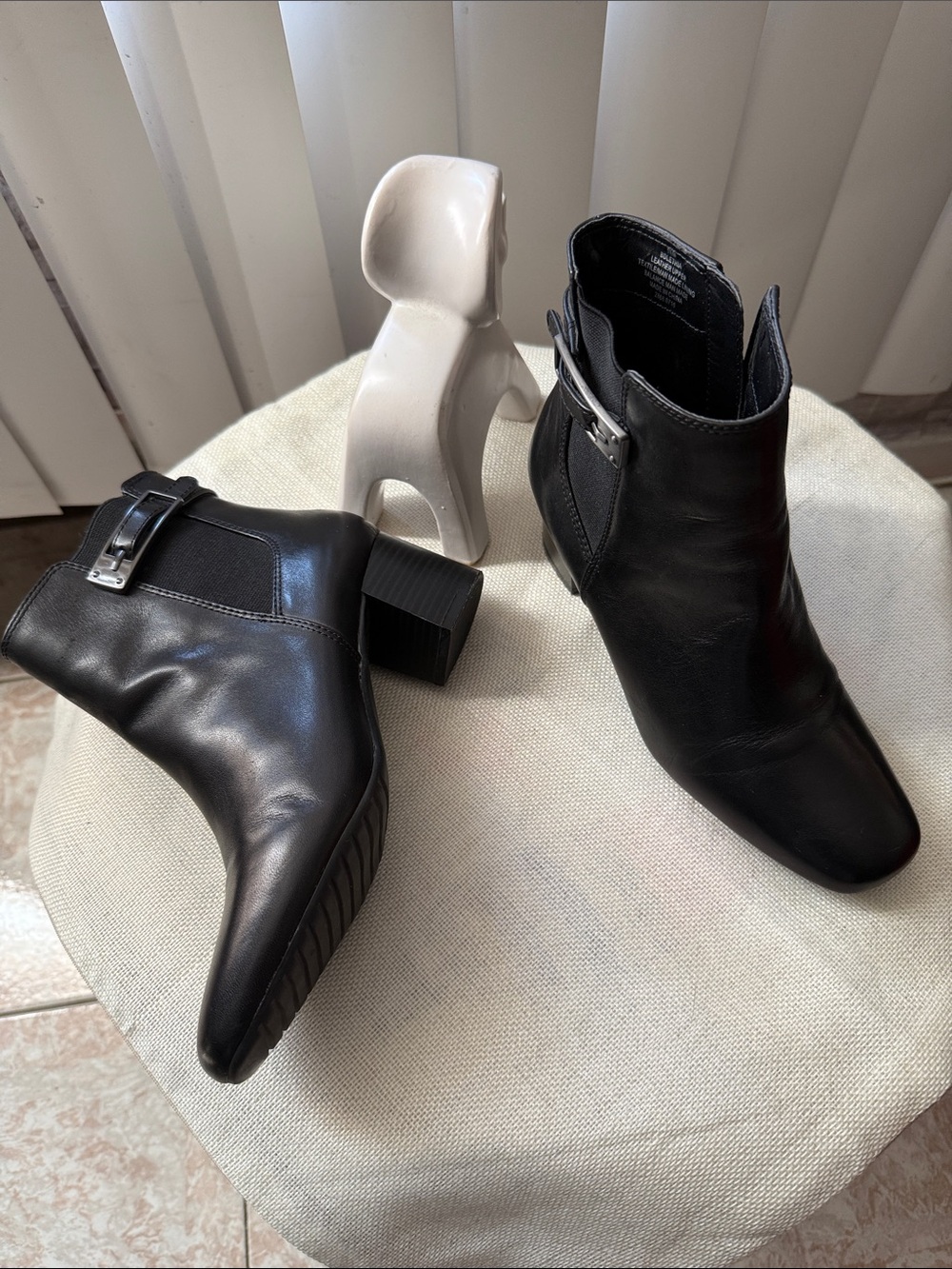 Bandolino Black Leather Buckle Ankle Booties